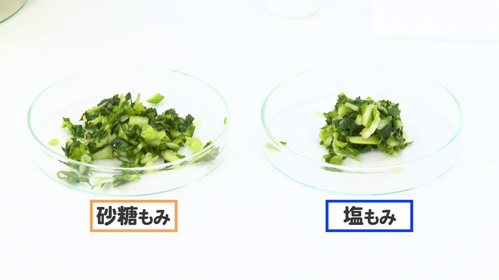 砂糖もみと塩もみの比較画像