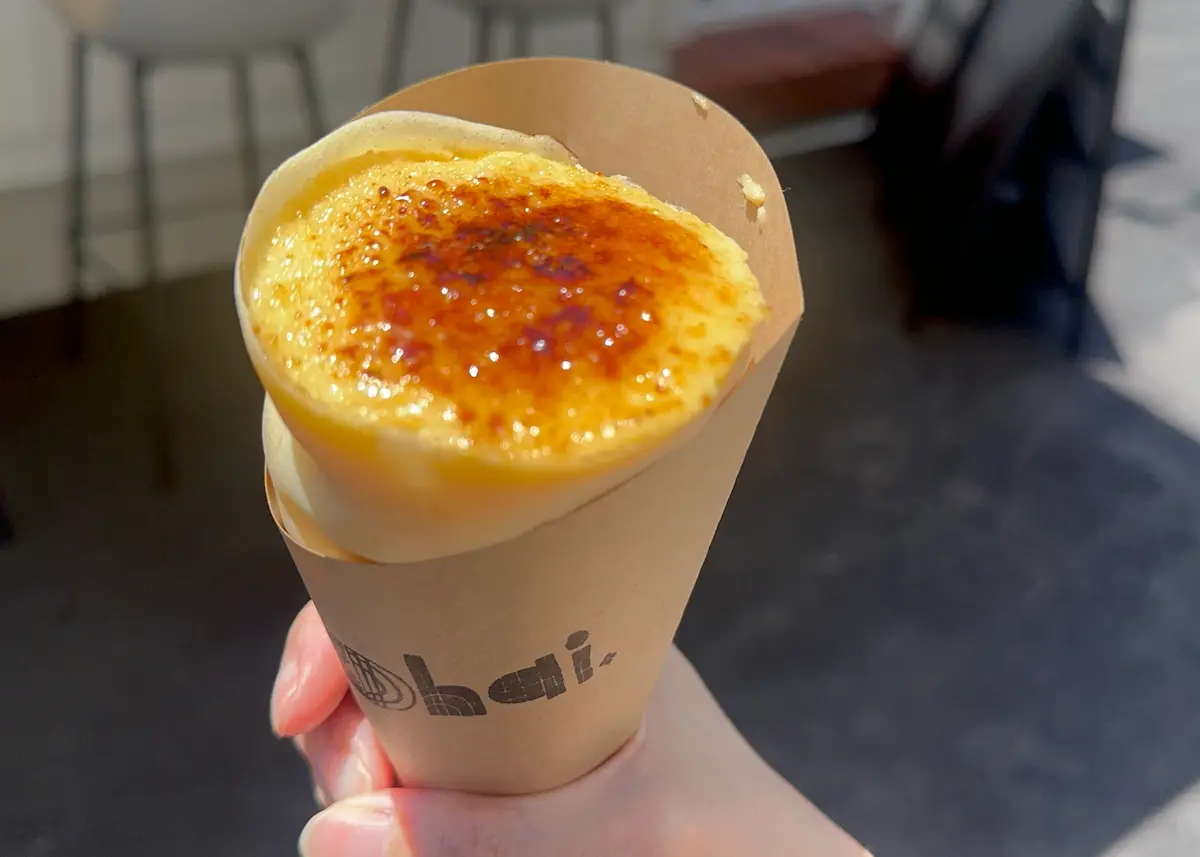 松江市の「カレーとクレープの店Chai.」のカスタードブリュレクレープ