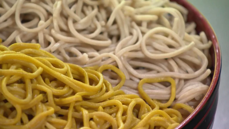 そば処今昔の人気メニューである大山そばと韃靼そばの二種類食べ比べ定食のそば
